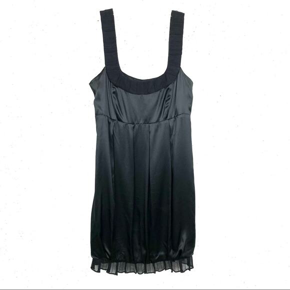 Armani Exchange Silk Empire Waist Ruffle Hem Mini Dress Black Size 8 - Picture 1 of 10